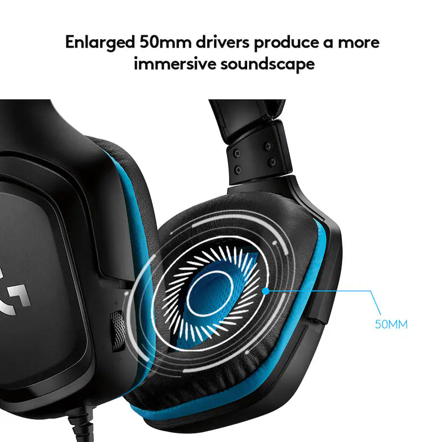 Logitech G432 Cuffie da gioco con cavo, audio surround 7.1